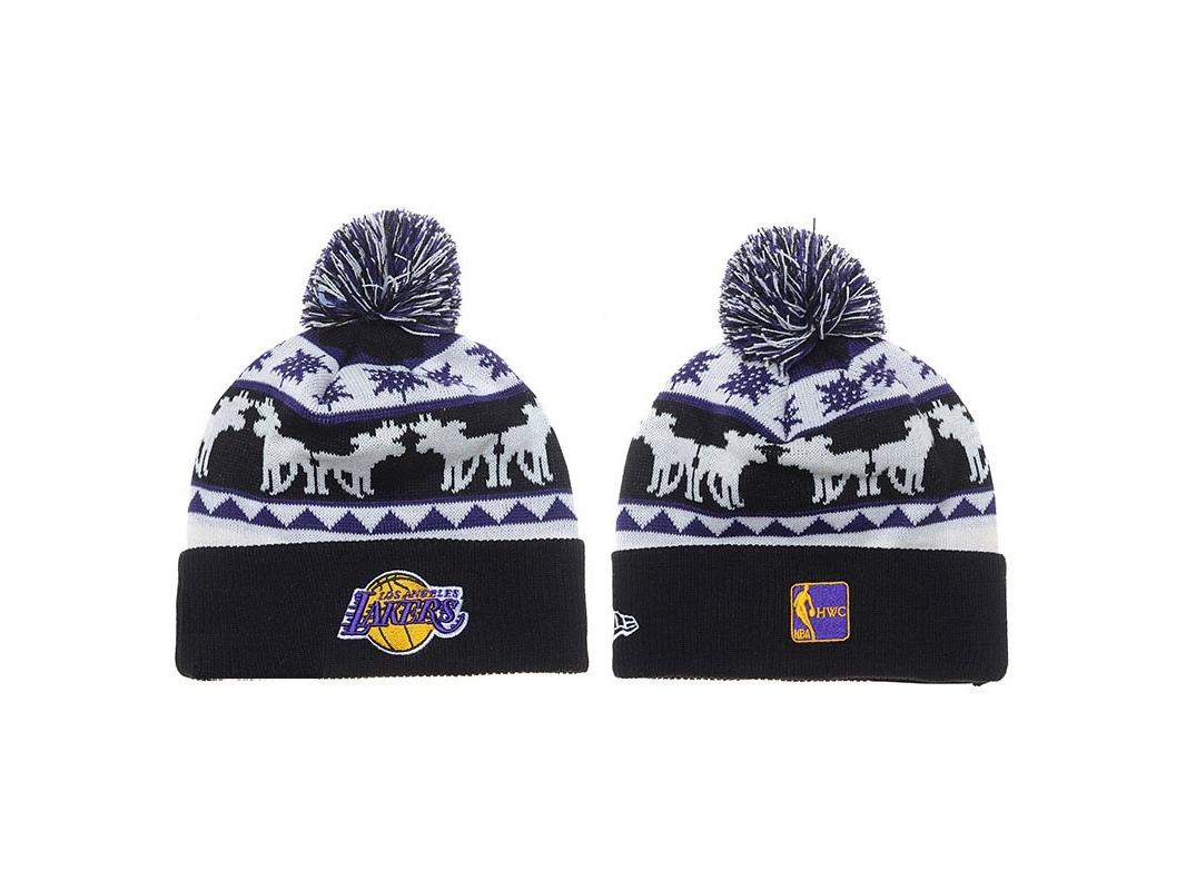 Lakers 2016 Christmas Day Purple Knit Hat With Pom