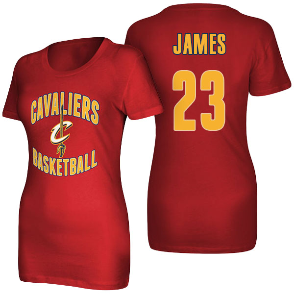 Women's LeBron James Cleveland Cavaliers Adidas Wine Name and Number Burgundy T-shirt