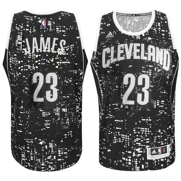 Men's  Cleveland #23 LeBron James City Lights Black Jersey