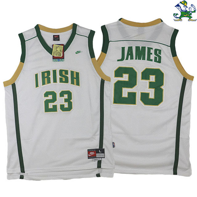 Men's LeBron James Irish High School #23 White Jersey