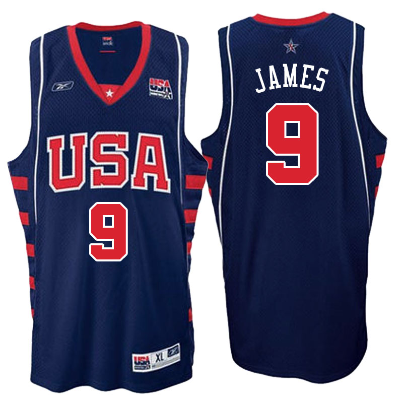 Men's LeBron James 2004 Athens Olympics USA Dream Team Navy Jersey