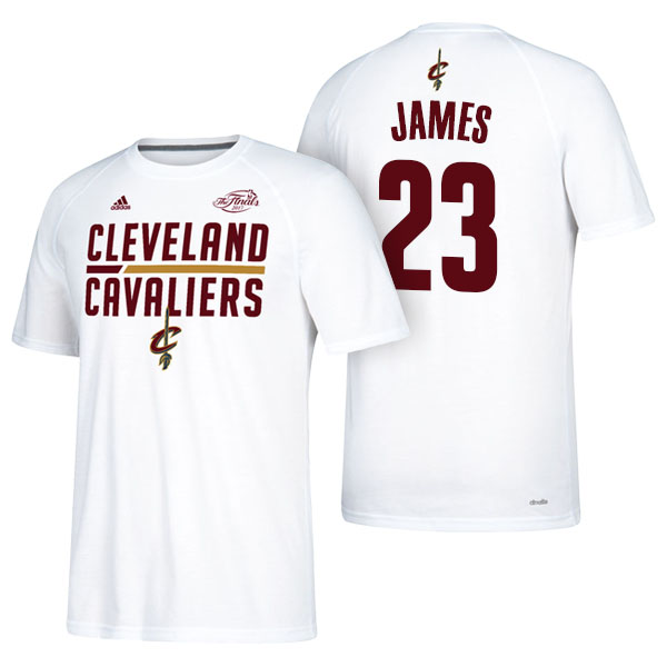 Men's  LeBron James Cleveland Cavaliers Eastern Conference Champions 2017 NBA the Finals Adidas White T-shirt