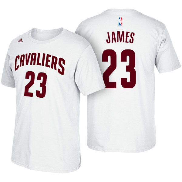 Men's  LeBron James Cleveland Cavaliers Net Number White T-shirt