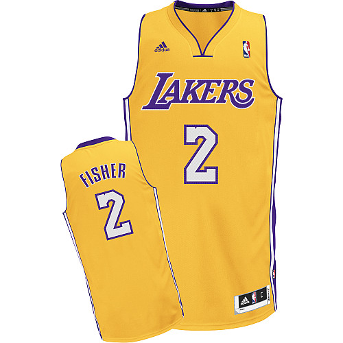 Men's  NBA Los Angeles Lakers #2 Derek Fisher Gold Jersey