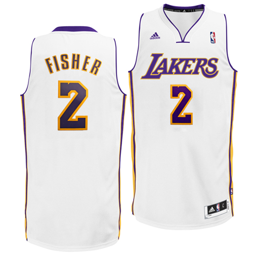 Men's  NBA Los Angeles Lakers #2 Derek Fisher White Jersey