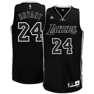 Men's  Los Angeles Lakers #24 Kobe Bryant Black and White Jersey