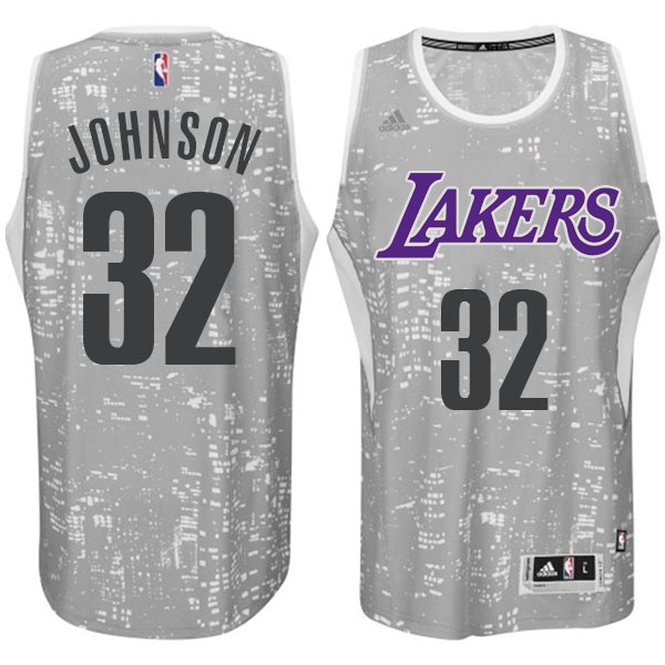 Men's  Los Angeles Lakers #32 Earvin Johnson City Jersey Light Grey