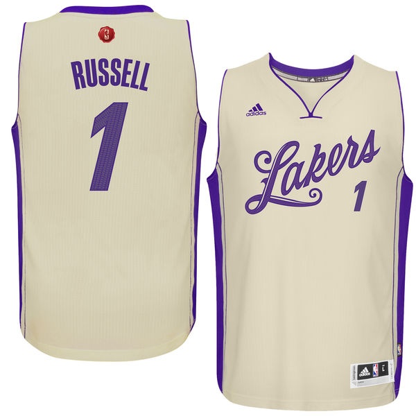 Men's  Lakers #1 D'Angelo Russell Christmas Day Jersey Cream