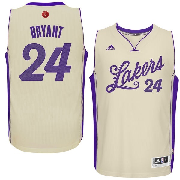 Men's  Lakers #24 Kobe Bryant Cream Christmas Jersey