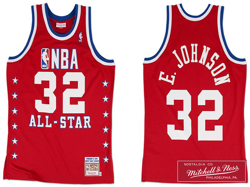 Men's Magic Johnson NBA All-Star 1990.2.11 Red Jersey