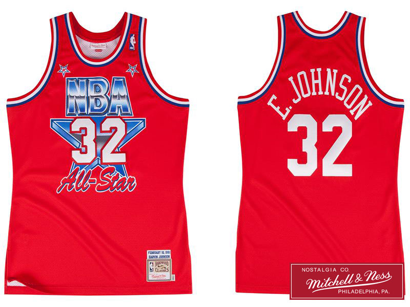 Men's Magic Johnson NBA All-Star 1991.2.10 Red Jersey