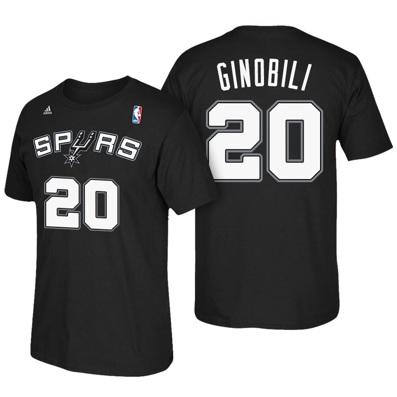 Men's  Manu Ginobili San Antonio Spurs Black T-shirt