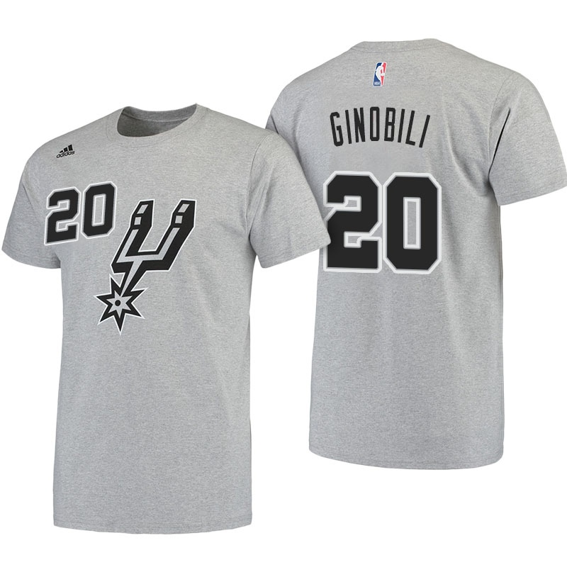 Men's  Manu Ginobili San Antonio Spurs Gray T-shirt