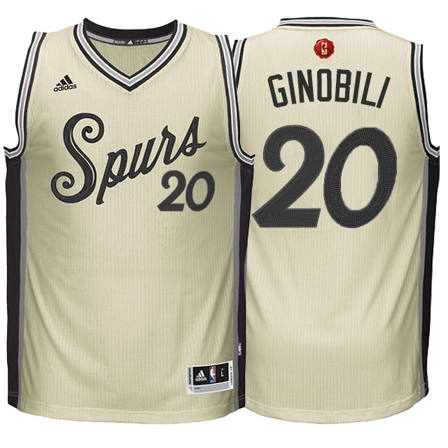 Men's  Spurs #20 Manu Ginobili 2015  Christmas Jersey Cream