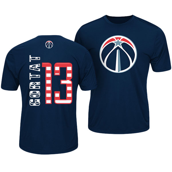 Men's  Marcin Gortat Washington Wizards Stars Stripes Name and Number Navy T-shirt