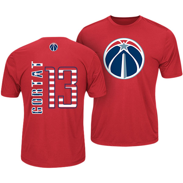 Men's  Marcin Gortat Washington Wizards Stars Stripes Name and Number Red T-shirt