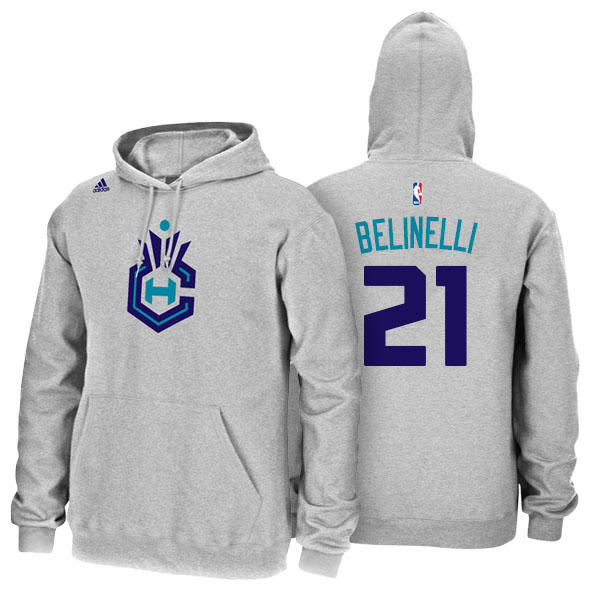 Men's  Marco Belinelli Charlotte Hornets Adidas Name Number Gray Pullover Hoodie