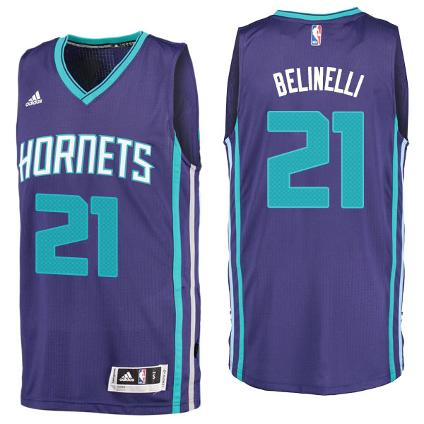 Men's  Marco Belinelli Charlotte Hornets Adidas Swingman Alternate Purple Jersey