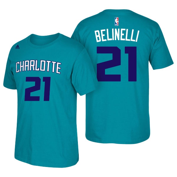 Men's  Marco Belinelli Charlotte Hornets Adidas Net Number Teal T-shirt