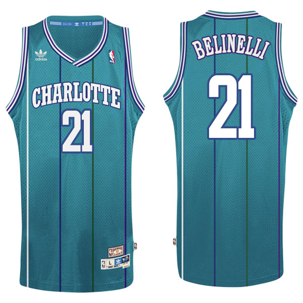 Men's  Marco Belinelli Charlotte Hornets Hardwood Classics Swingman Adidas Teal Jersey