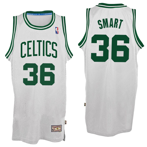 Men's  Marcus Smart Boston Celtics Hardwood Classics Swingman White Jersey