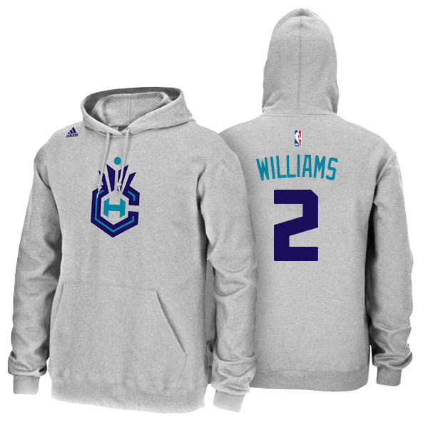 Men's  Marvin Williams Charlotte Hornets Adidas Name Number Gray Pullover Hoodie