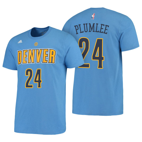 Men's  Mason Plumlee Denver Nuggets Adidas Net Number Blue T-shirt