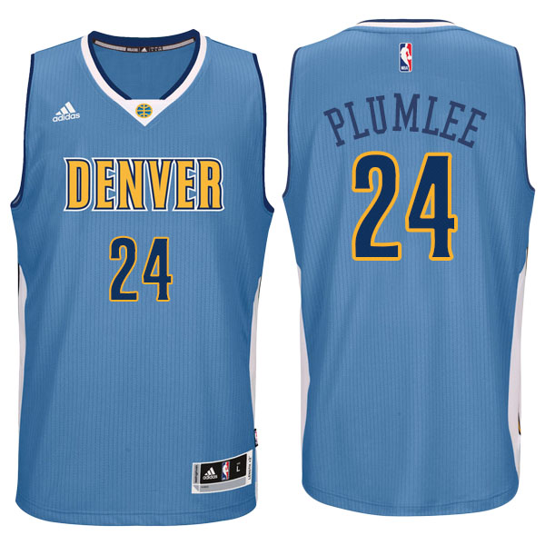 Men's  Mason Plumlee Denver Nuggets Adidas Swingman Climacool Road Blue Jersey