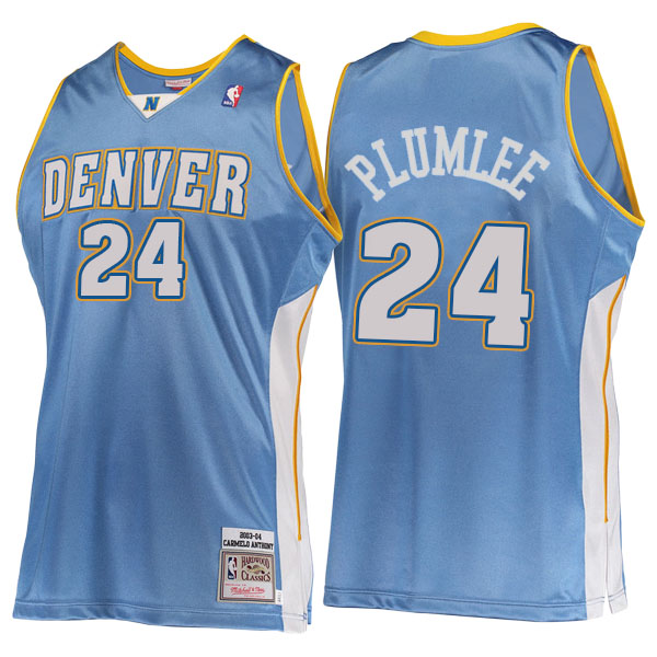 Men's  Mason Plumlee Denver Nuggets Hardwood Classics 2003-14 Road Authentic Mitchell Ness Blue Jersey