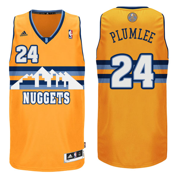 Men's  Mason Plumlee Denver Nuggets Adidas 2014-22 New Swingman Alternate Gold Jersey