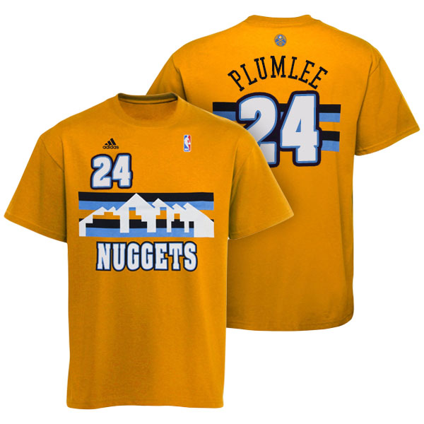 Men's  Mason Plumlee Denver Nuggets Name and Number Gold T-shirt