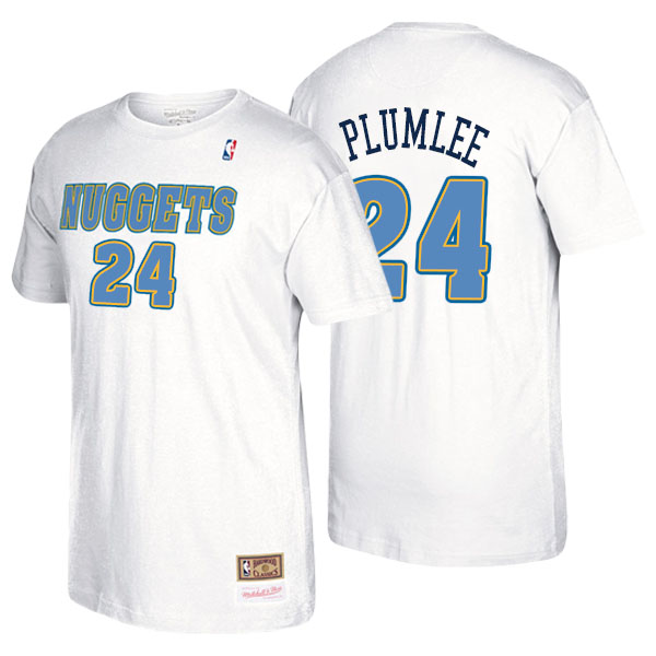 Men's  Mason Plumlee Denver Nuggets Mitchell Ness Hardwood Classics Name Number White T-shirt