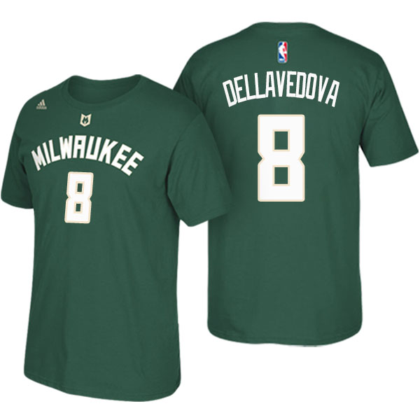 Men's  Matthew Dellavedova Milwaukee Bucks Adidas Net Number Green T-shirt