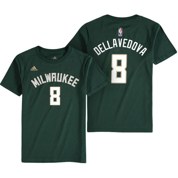 Men's  Matthew Dellavedova Milwaukee Bucks Game Time Flat Name Number Green T-shirt