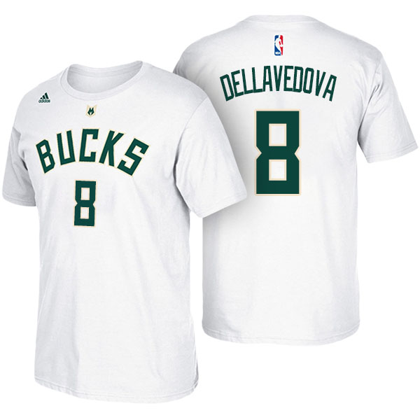 Men's  Matthew Dellavedova Milwaukee Bucks Adidas Net Number White T-shirt