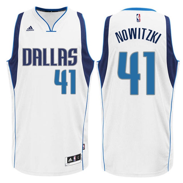 Men's  Mavericks #41 Dirk Nowitzki New Swingman Jersey White