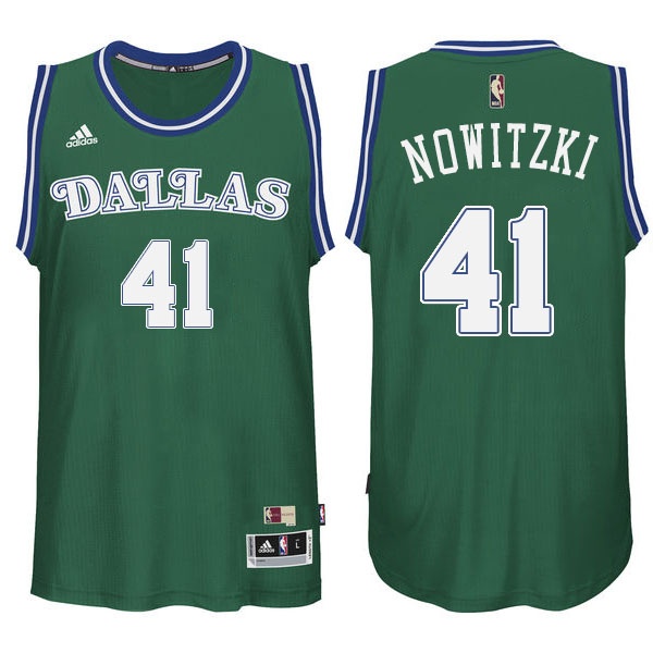 Men's  Mavericks Dirk Nowitzki Hardwood Classics Jersey Green