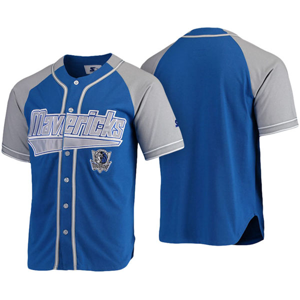 Men's  NBA Men's Dallas Mavericks Blue Gray Baseball Jersey