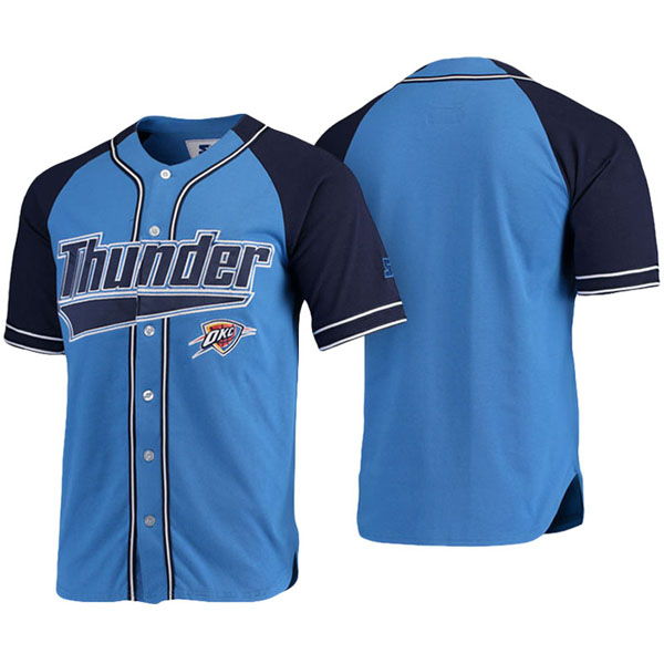 Men's  NBA Men's Oklahoma City Thunder Blue Navy Baseball Jersey