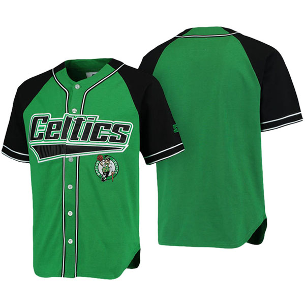 Men's  NBA Men's Boston Celtics Green Black Baseball Jersey