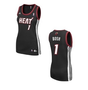  NBA Miami Heat #1 Chris Bosh Women's Replica Black Jersey