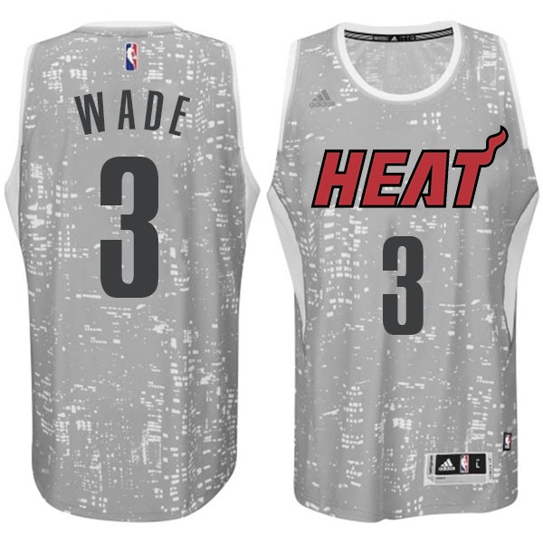 Men's  Miami Heat #3 Dwyane Wade City Jersey Light Grey