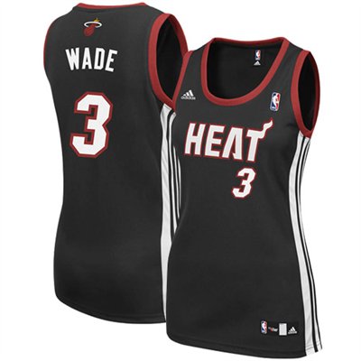  NBA Miami Heat #3 Dwyane Wade Women's Replica Black Jersey