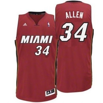 Men's  Miami Heat #34 Ray Allen Alternate Wine Red Jersey