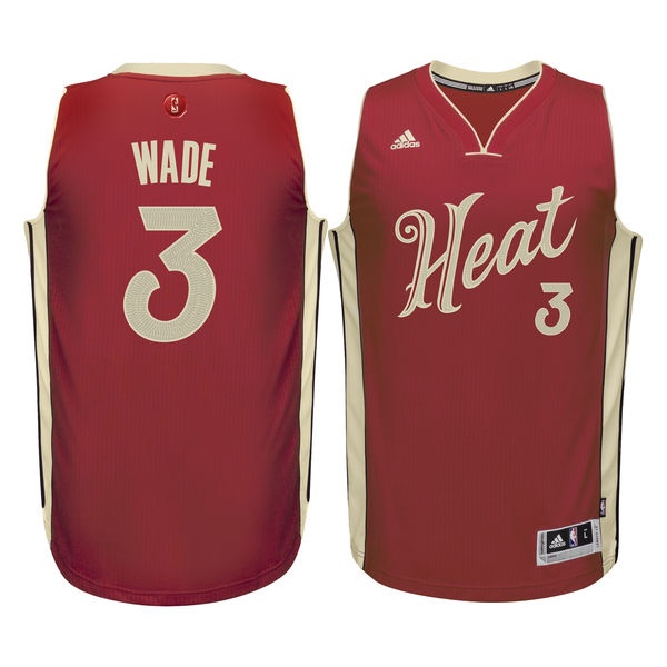 Men's  Heat #3 Dwyane Wade 2015 Christmas red Jersey