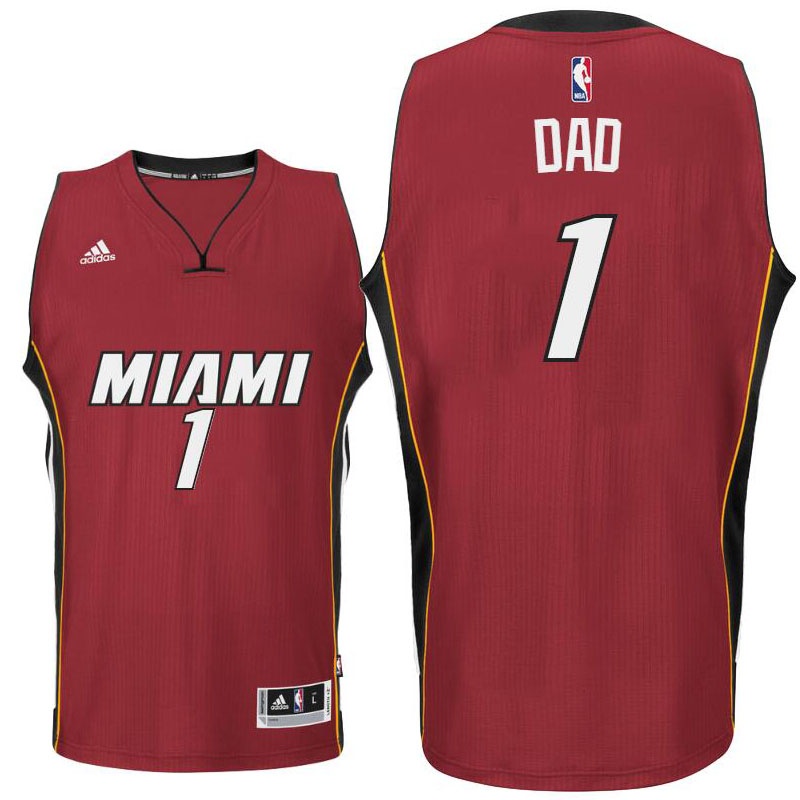 Men's  Father's Day Gift-Miami Heat #1 Dad Logo Jersey Red