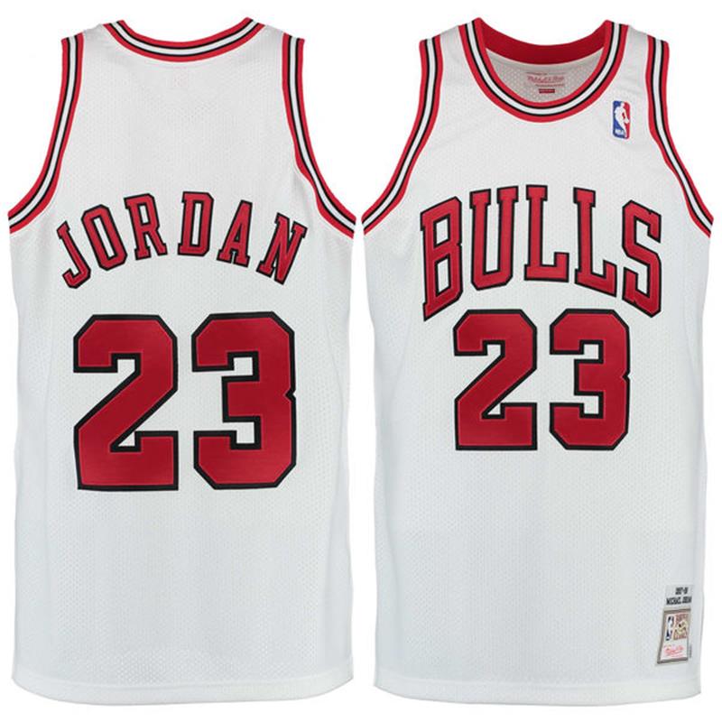 Men's  Chicago Bulls# 23 Michael Jordan 1997-98 White Jersey