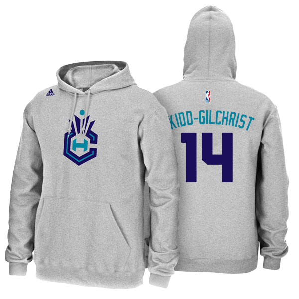 Men's  Michael Kidd-Gilchrist Charlotte Hornets Adidas Name Number Gray Pullover Hoodie