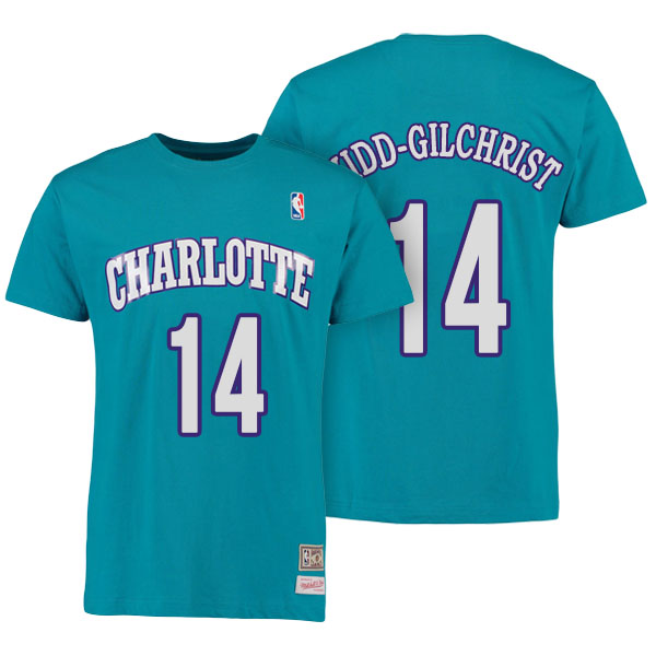 Men's  Michael Kidd-Gilchrist Charlotte Hornets Mitchell Ness Hardwood Classics Name Number Teal T-shirt