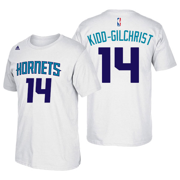 Men's  Michael Kidd-Gilchrist Charlotte Hornets Adidas Net Number White T-shirt